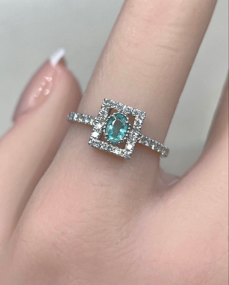 JK2★高級 ブラジル産パライバ0.2ct D プラチナ リング GIA鑑付