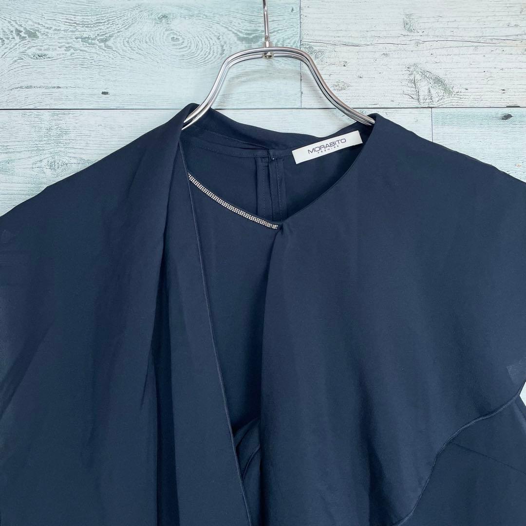 ☆ほぼ未使用☆モラビト　アシンメトリーブラウス　デザイナーズ　装飾パーツ付き