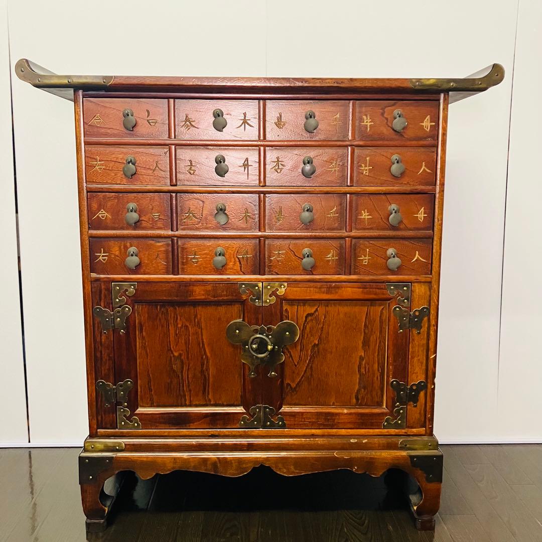 李朝　韓国　薬棚　アンティーク家具　タンス