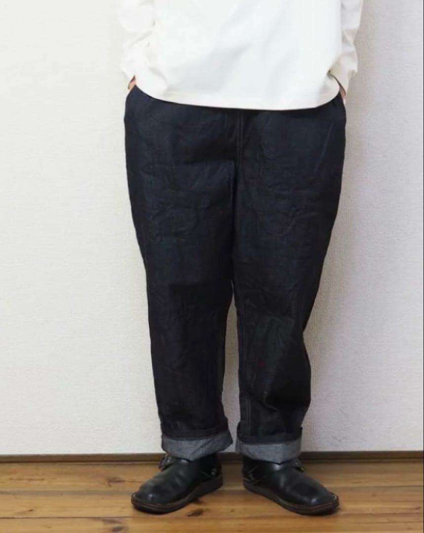 新品訳あり商品！NARU 8ozムラデニムコージーパンツ インディゴ