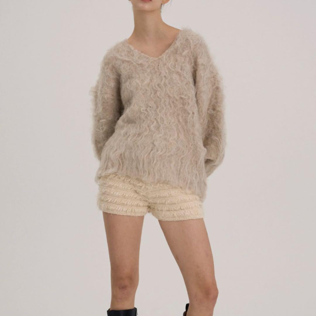 トップス THE TOE Pigalle shaggy Vneck knit