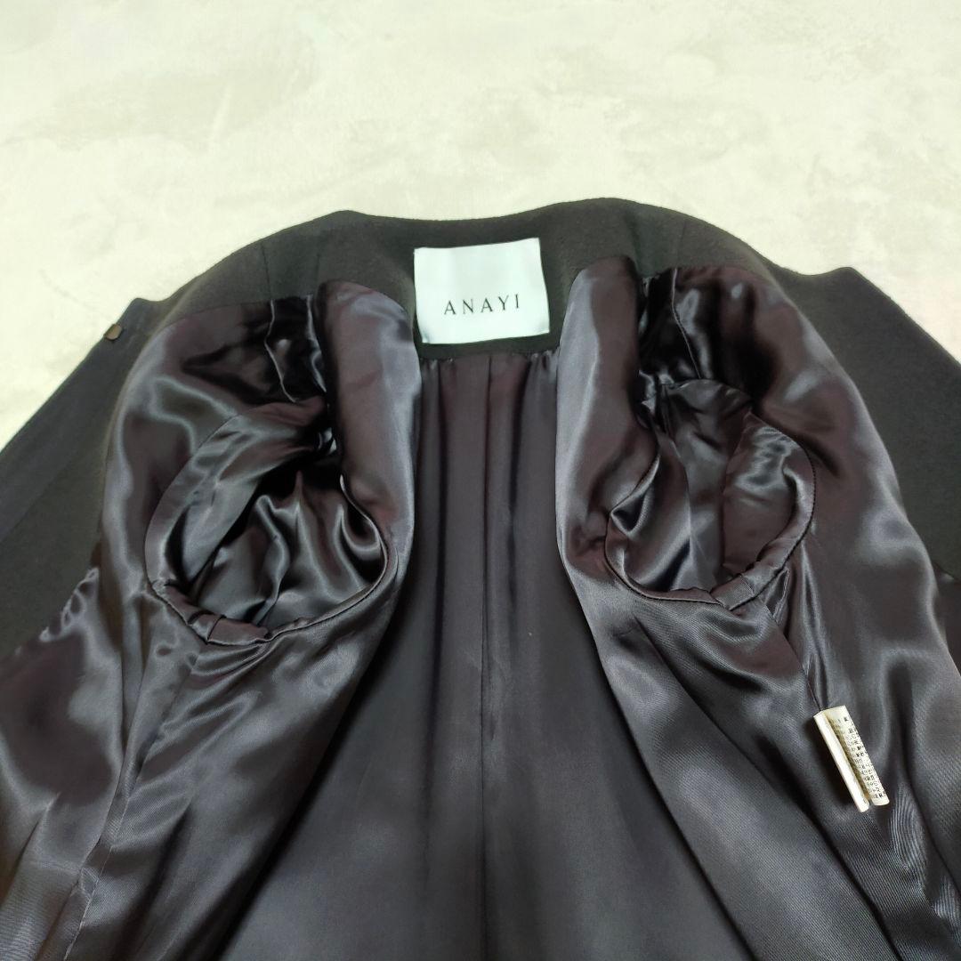 現行タグ　ANAYI　カシミヤ混　ダブルビーバークルーコート　38サイズ