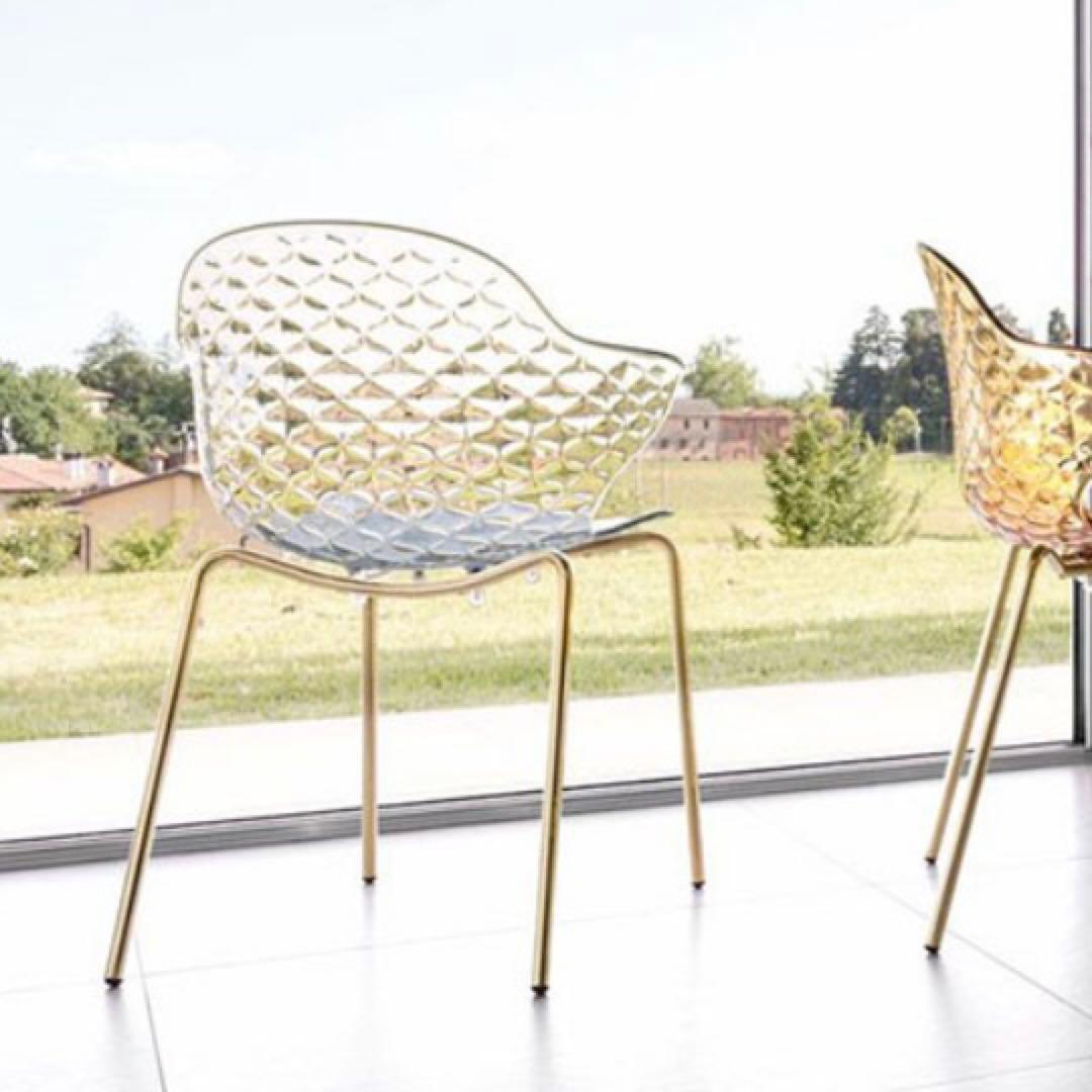 calligaris カリガリス サントロペ　ダイニングチェア　クリア　ゴールド