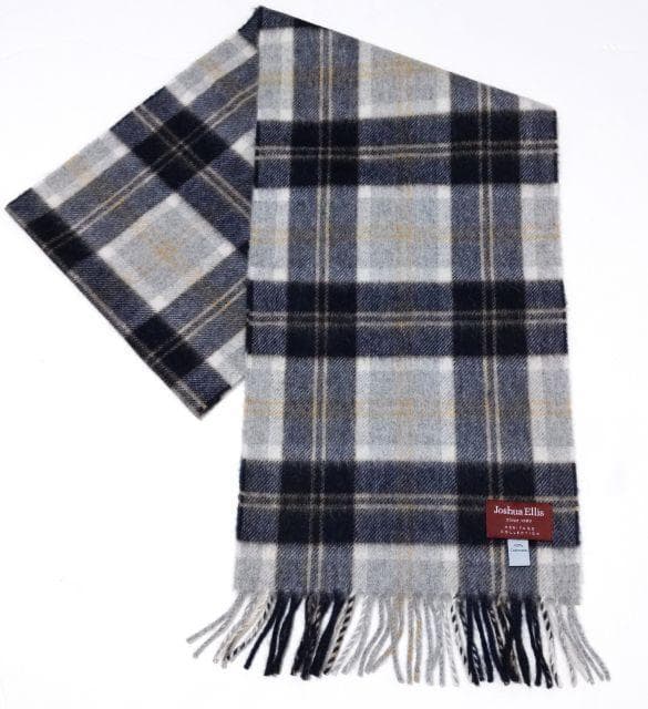 極美品★ジョシュアエリス★マフラー カシミヤ100 チェック グレー ネイビー