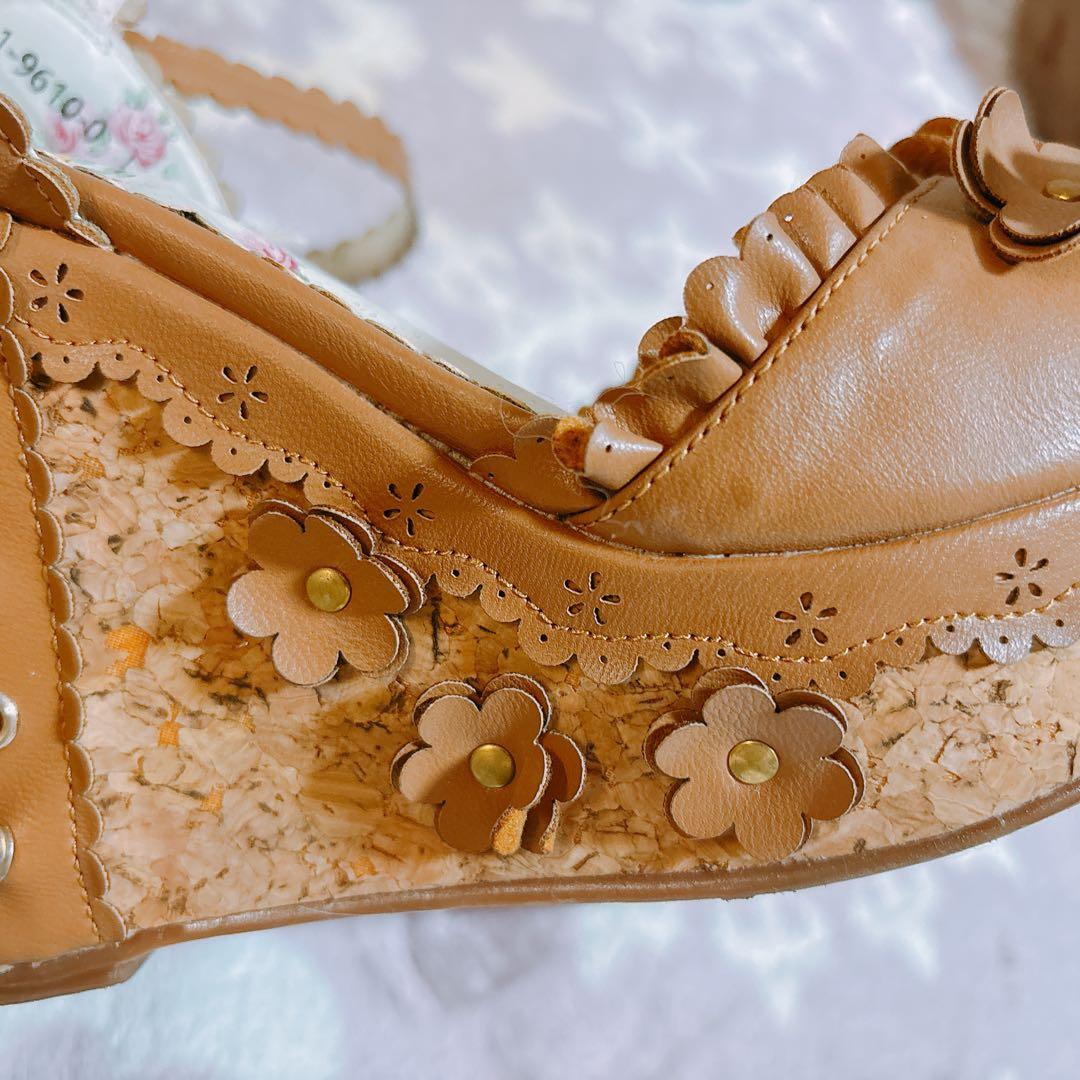 ♥LIZLISAリズリサ フラワーハイヒールブラウン♥Lサイズ