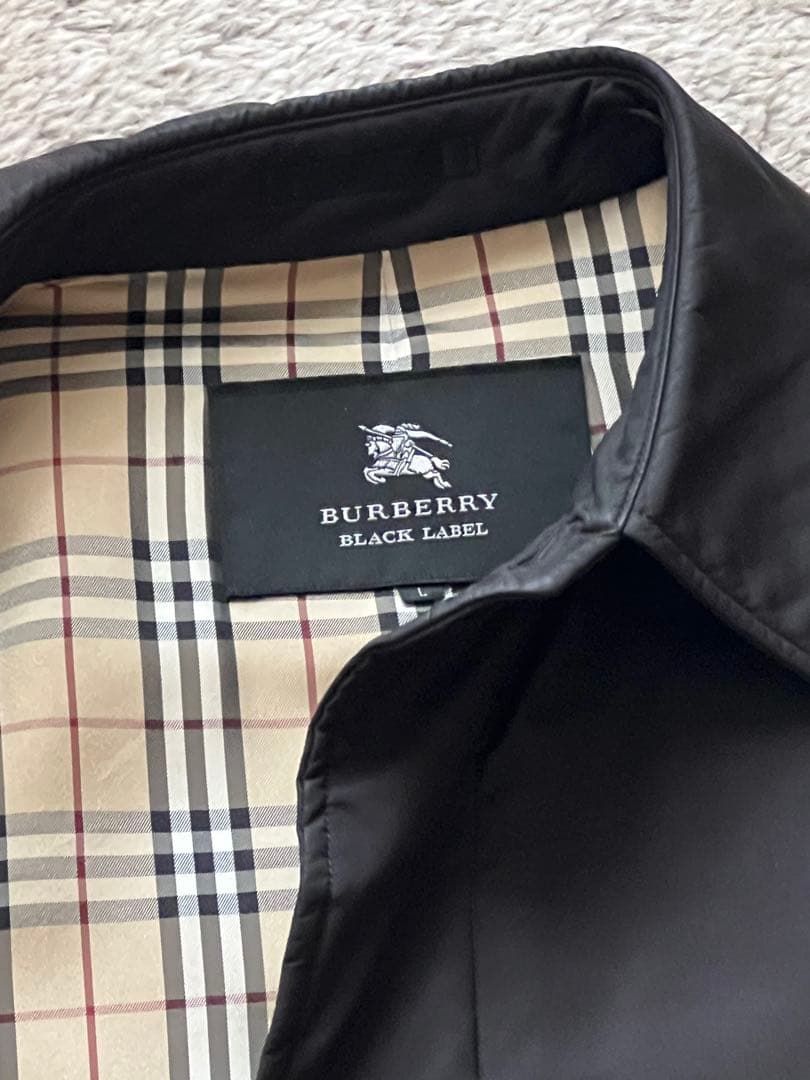 バーバリー ブラックレーベル ステンカラーコート ノバチェック 黒L