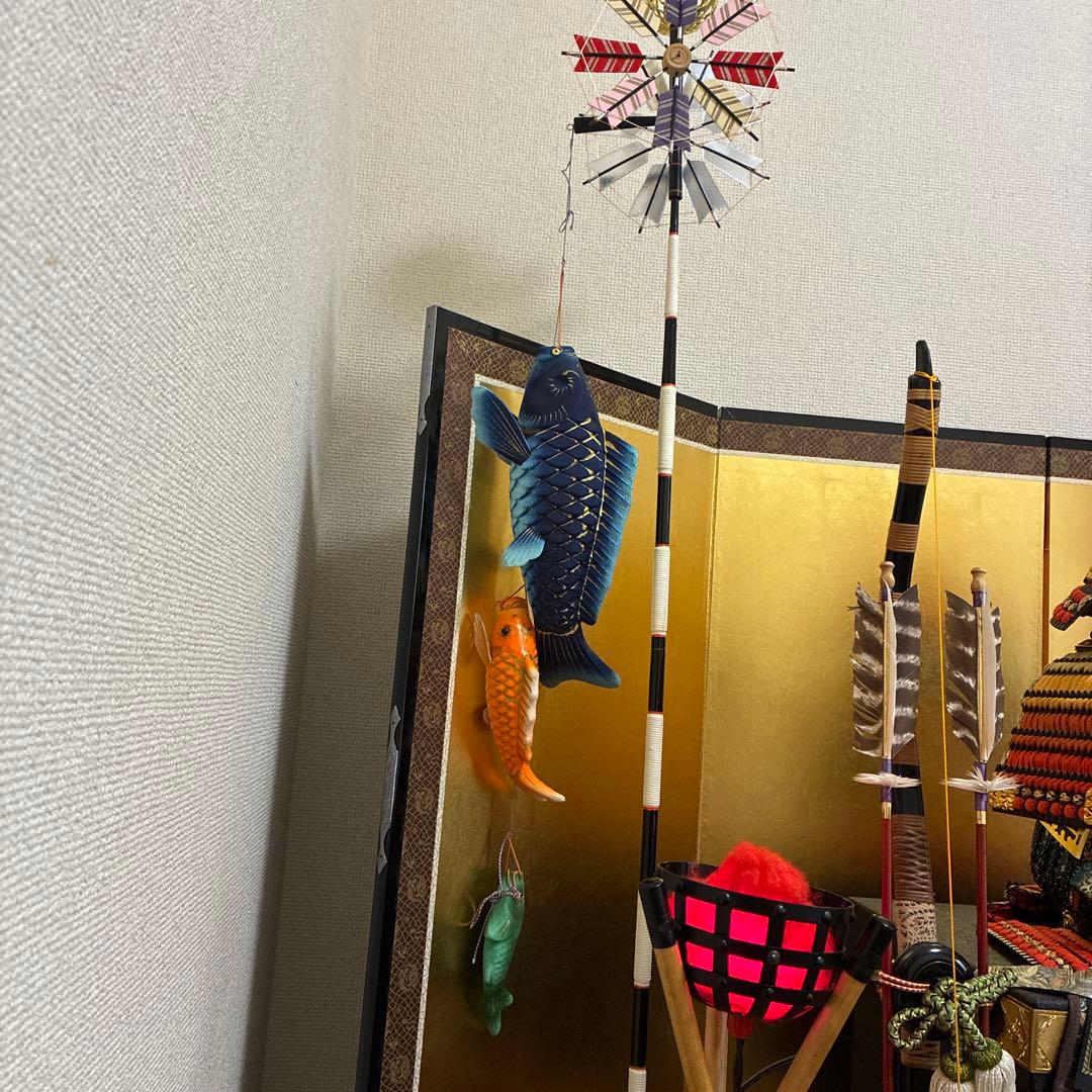 豪華 逸品　久月フルセット　武士の鎧　兜　甲冑　篝火　鯉のぼり　御弓太刀飾