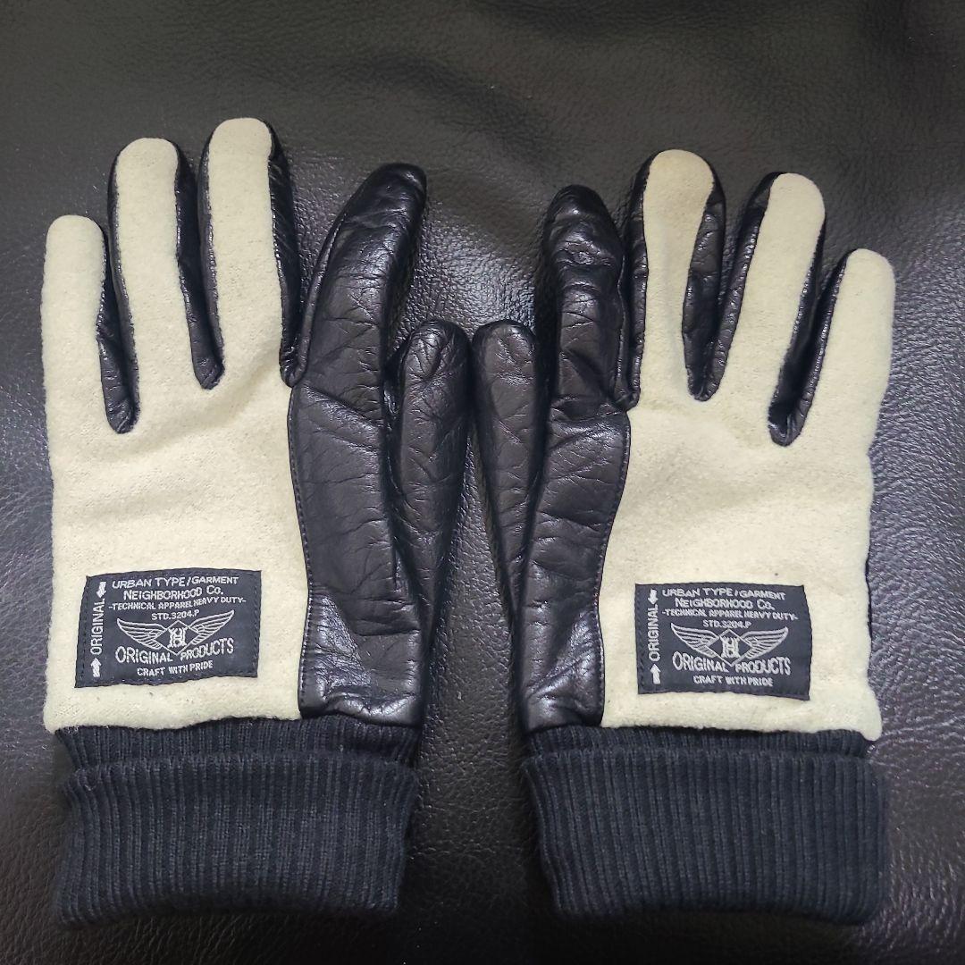 NEIGHBORHOOD ネイバーフッド リブ付き レザーグローブ 手袋M
