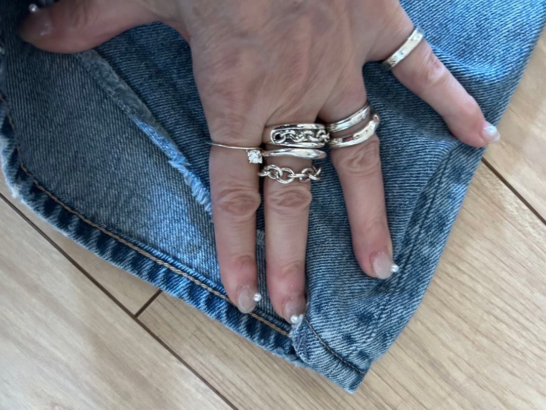 SOLAMONAT♡ルーズストレートイージーデニムパンツ ダメージデニム