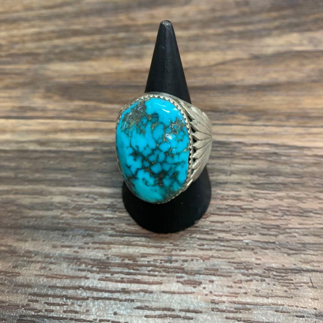 中古 インディアンジュエリー シルバーリング　RLB刻印 27号 ターコイズ2