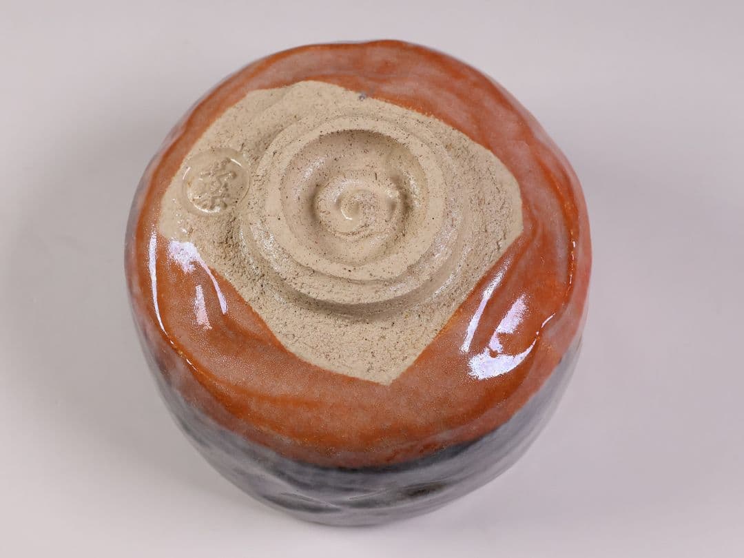 茶道具 二代 小川長楽 赤茶碗 共箱 共布 陶芸 陶器【MA914】