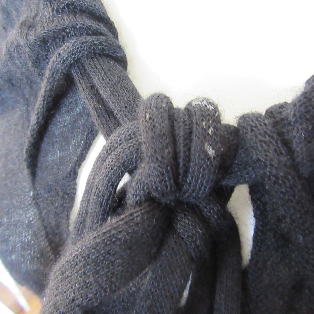 Y‘s リボン付ブラックニット 長袖 アルパカ100%