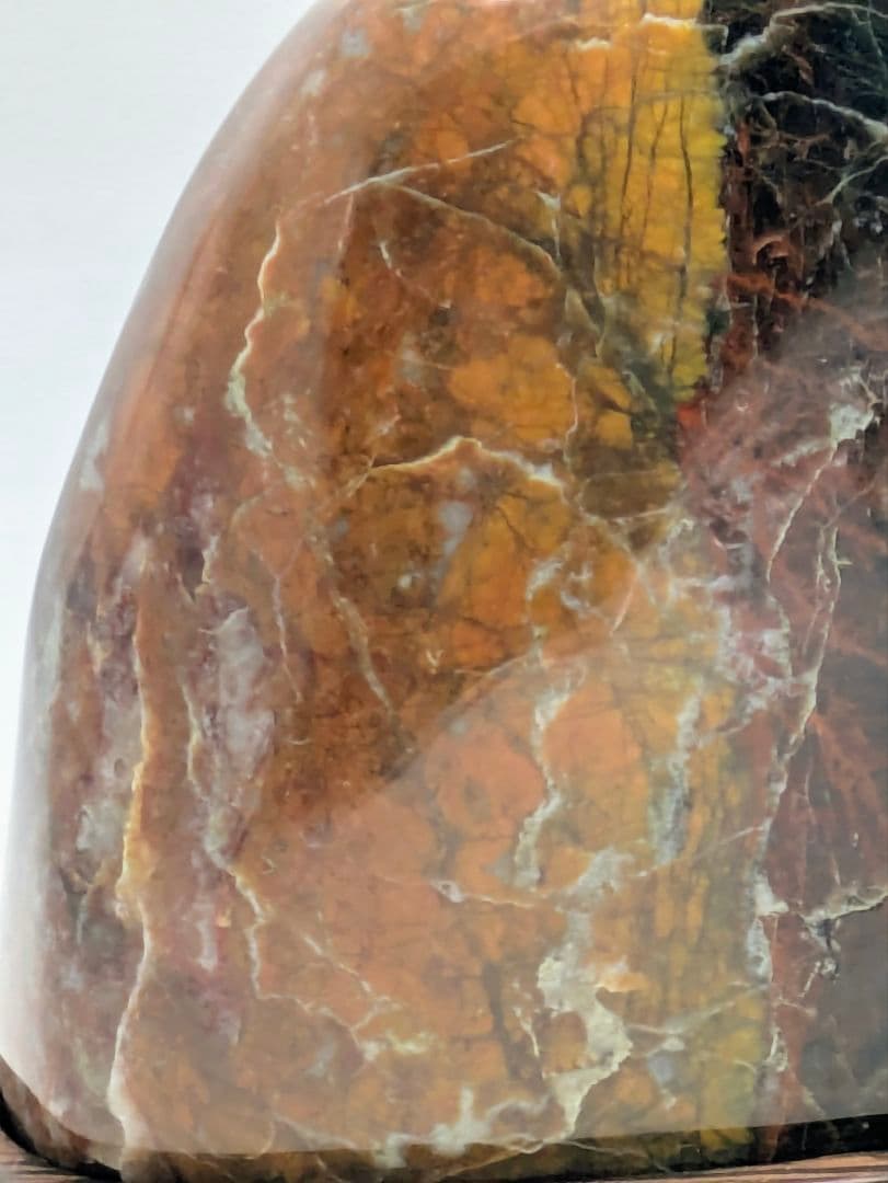 桜孔雀石　レア石　山の形　根尾 鑑賞石 水石 自然石　ケヤキ台座・共箱つき