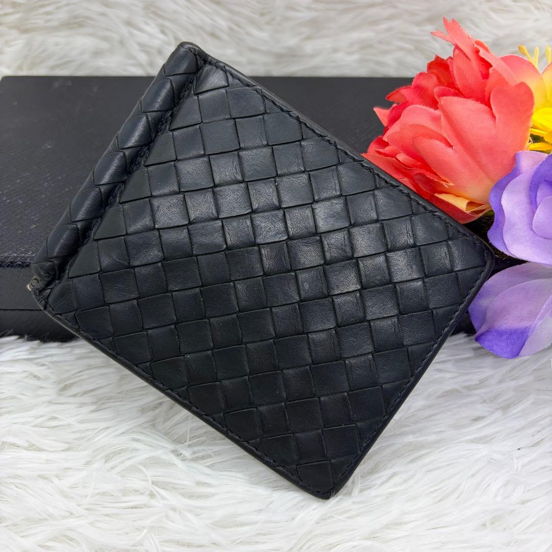 RFID搭載/美品✨️ボッテガ マネークリップ イントレチャート ネイビー