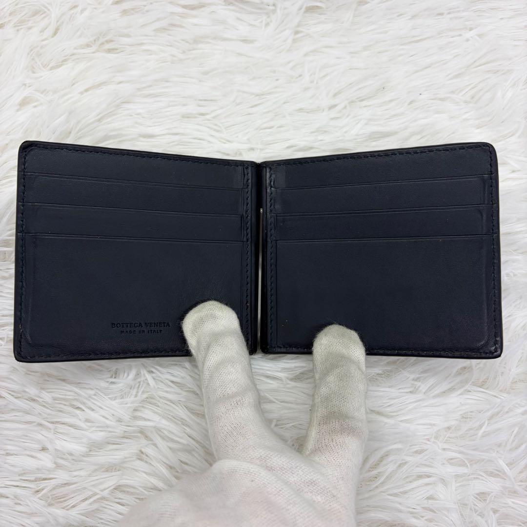 RFID搭載/美品✨️ボッテガ マネークリップ イントレチャート ネイビー