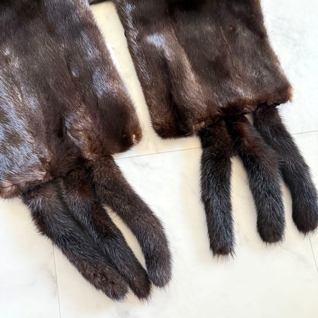 美品★EMBA ブラックグラマミンク ショール ストール 本毛皮 毛並み◎艶◎