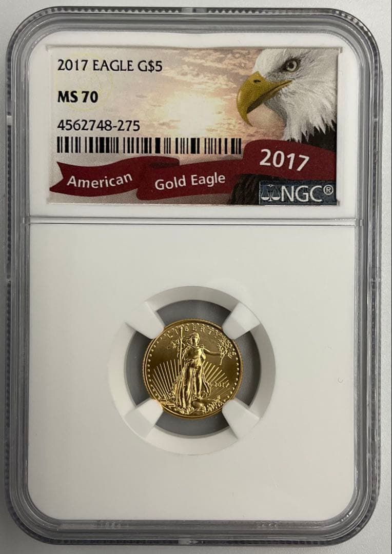 2017 米国 イーグル 金貨 5ドル 1/10oz リバティ NGC MS70