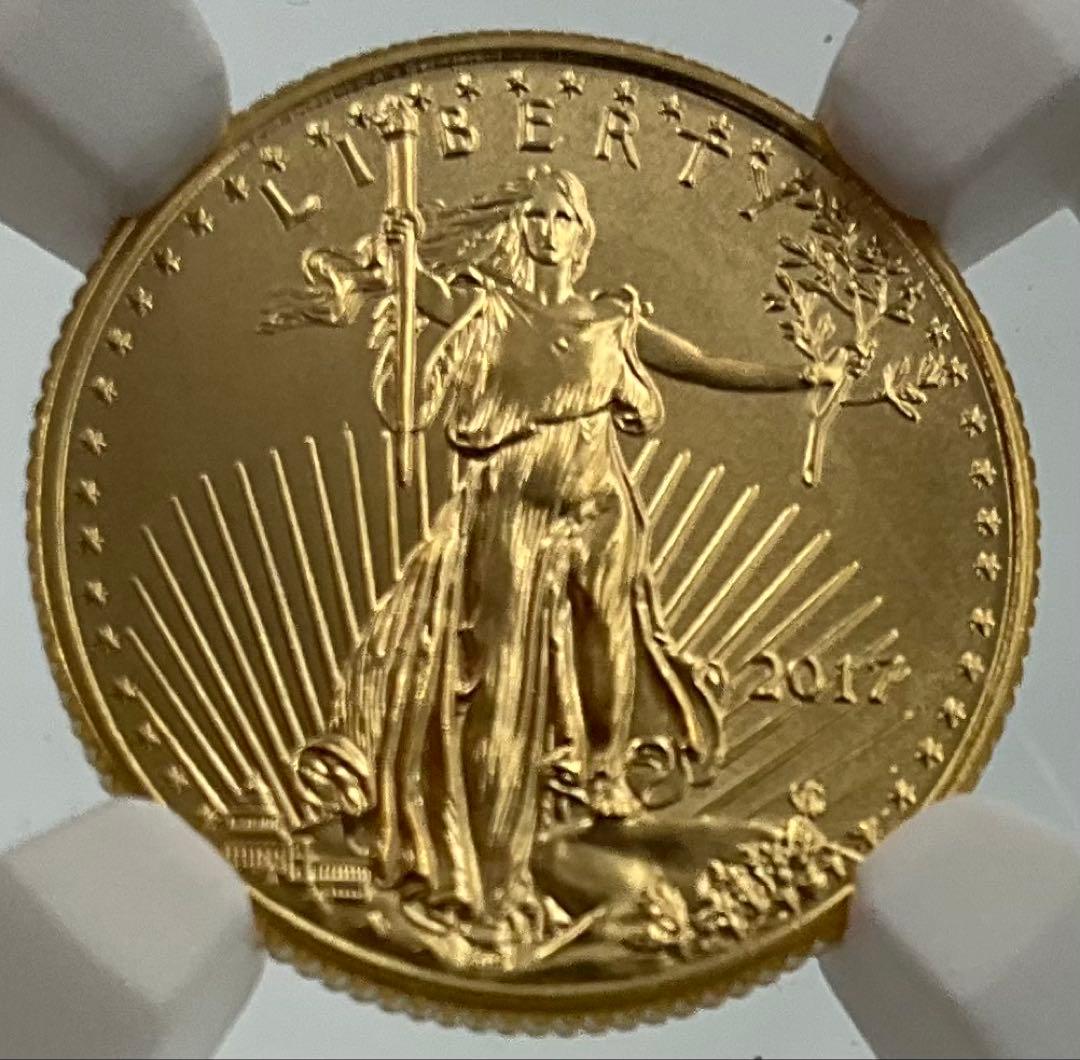 2017 米国 イーグル 金貨 5ドル 1/10oz リバティ NGC MS70