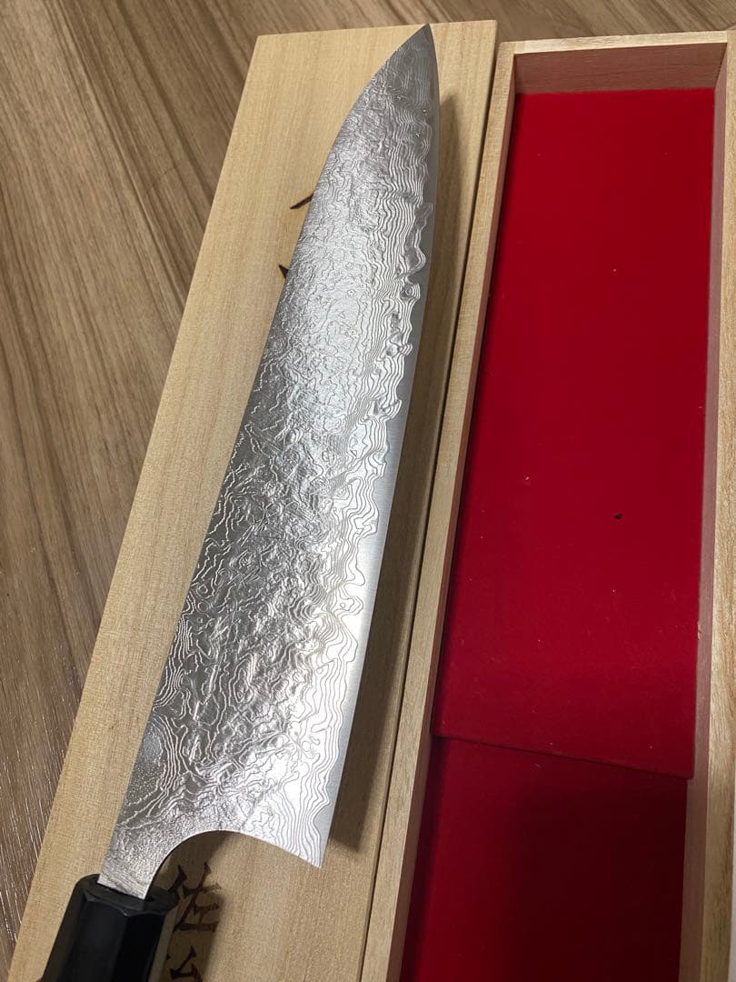 佐治武士 牛刀　包丁　8寸　木箱付き　ダマスカス　SG2