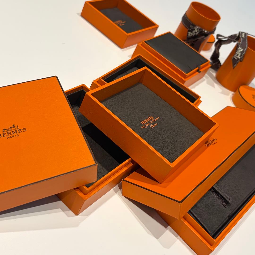 HERMES特大オレンジボックス23箱高級木箱ショッパー袋46枚巾着袋1袋まとめ