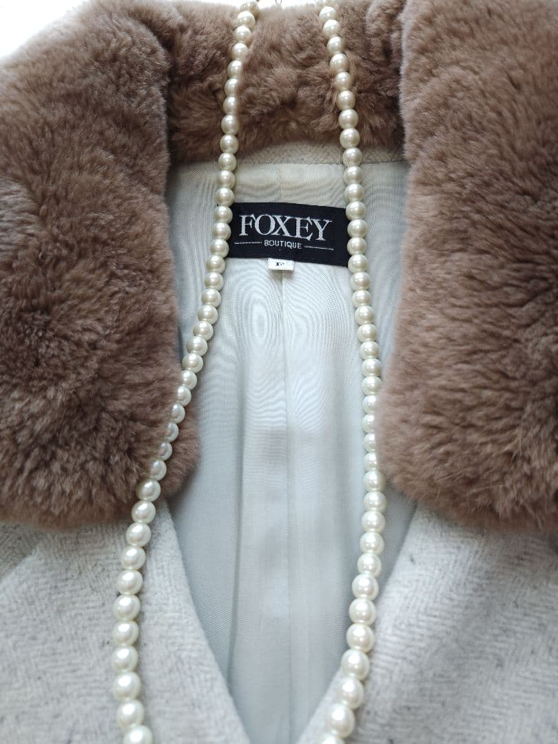 FOXEY 高級ロングコート26万 ソフトツイード ヌートリア アンゴラシルク