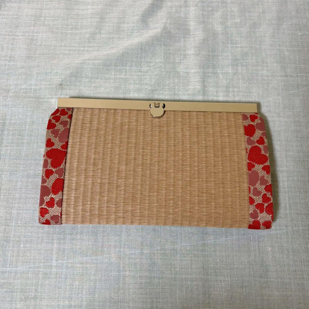 ハンドメイド　和風 畳がま口長財布　ハート　さくら　海外プレゼント