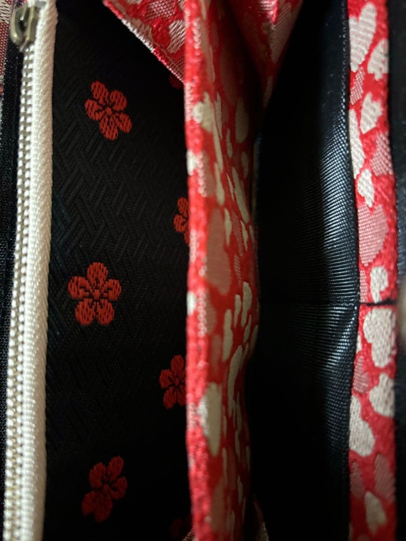 ハンドメイド　和風 畳がま口長財布　ハート　さくら　海外プレゼント