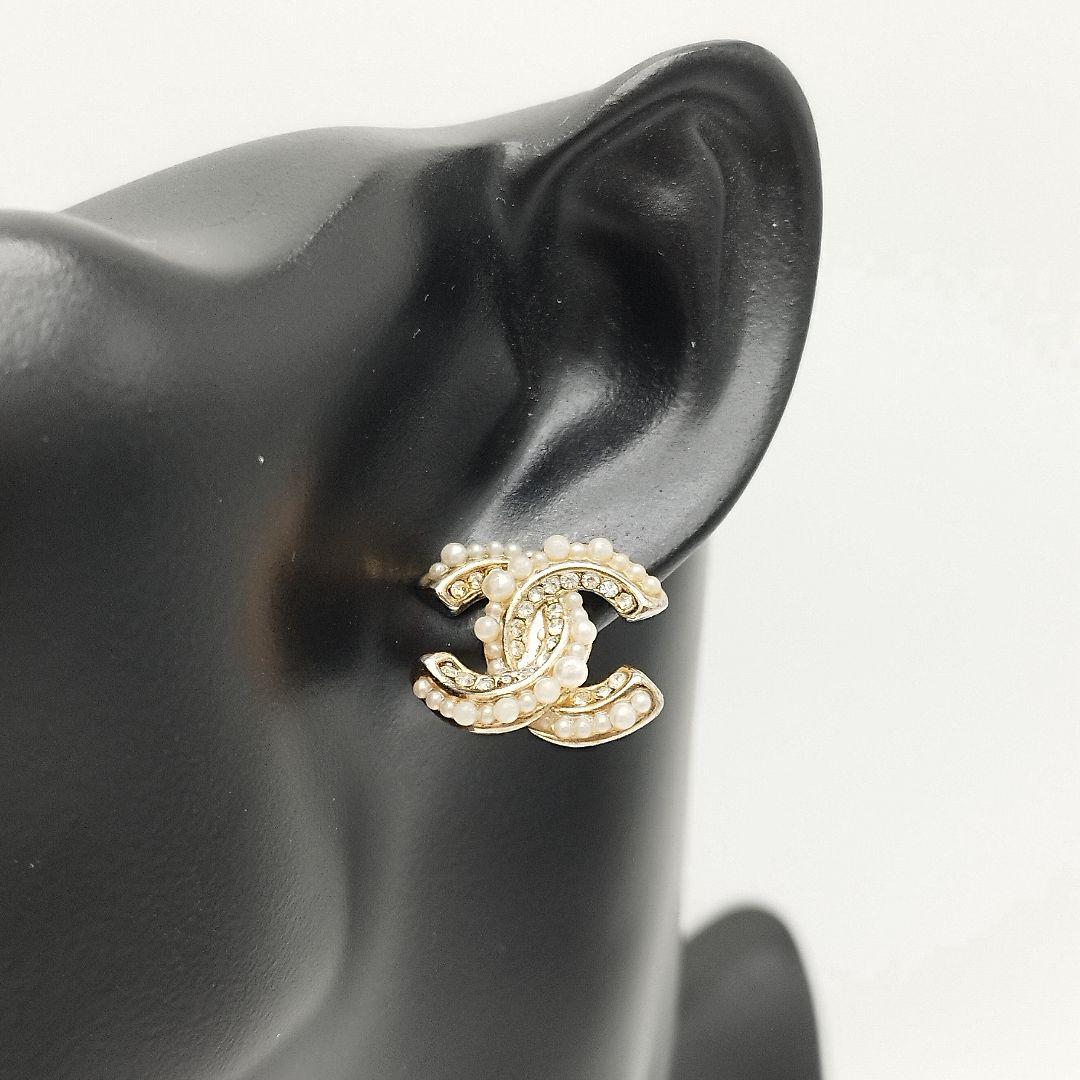 CHANEL　シャネル　ピアス　ココマーク　パール　ラインストーン　14A