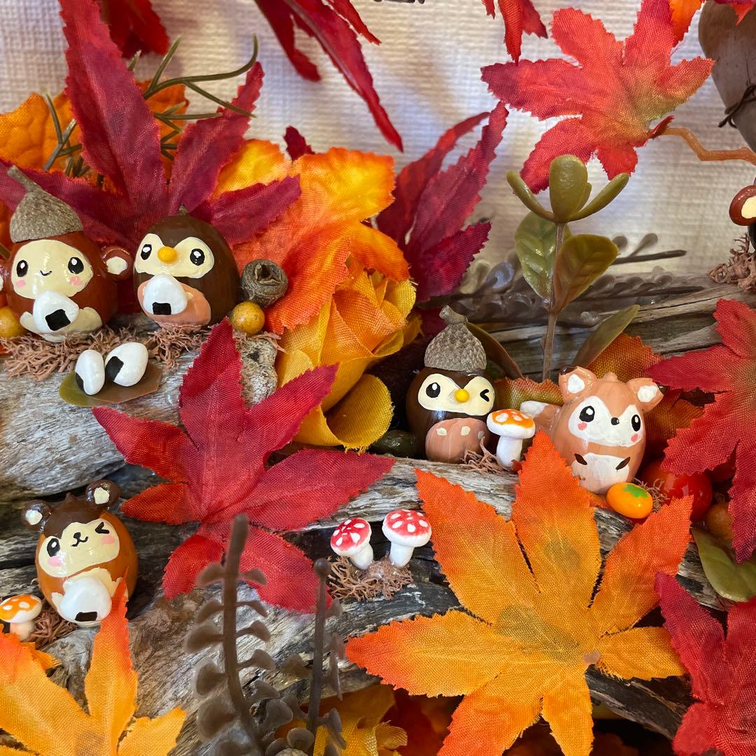 【一点もの】ぽんちゃん☆秋の紅葉の飾り