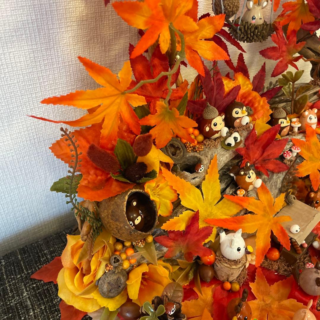 【一点もの】ぽんちゃん☆秋の紅葉の飾り