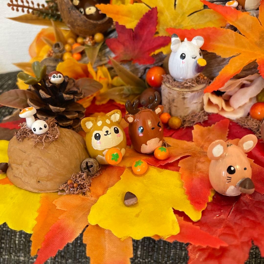 【一点もの】ぽんちゃん☆秋の紅葉の飾り