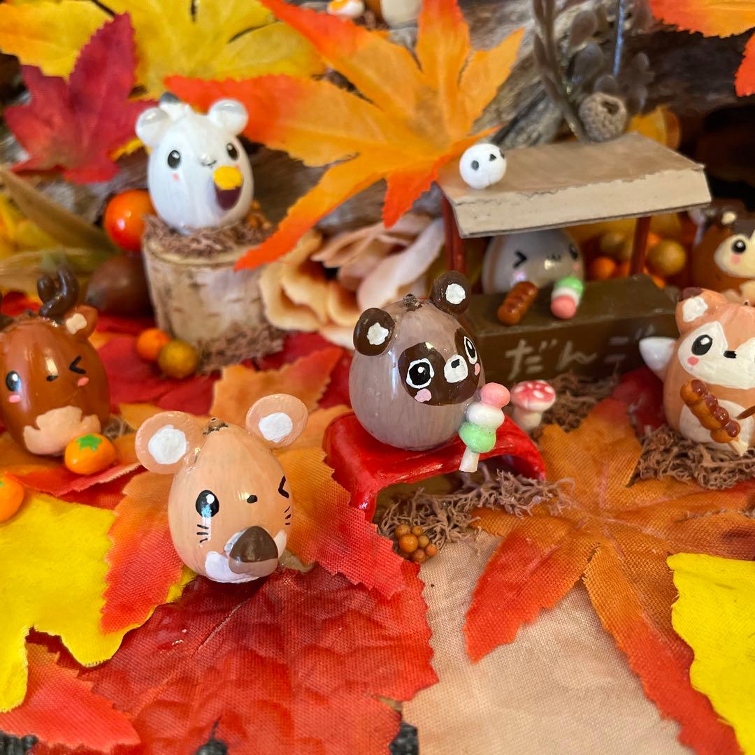 【一点もの】ぽんちゃん☆秋の紅葉の飾り