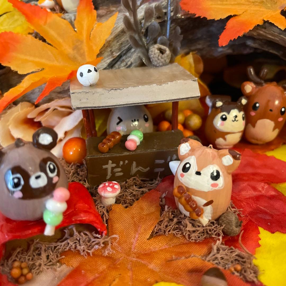 【一点もの】ぽんちゃん☆秋の紅葉の飾り