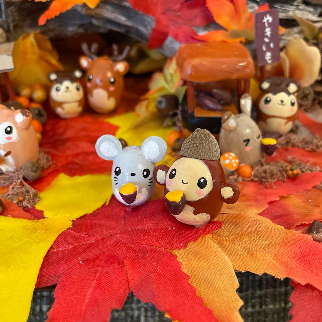 【一点もの】ぽんちゃん☆秋の紅葉の飾り
