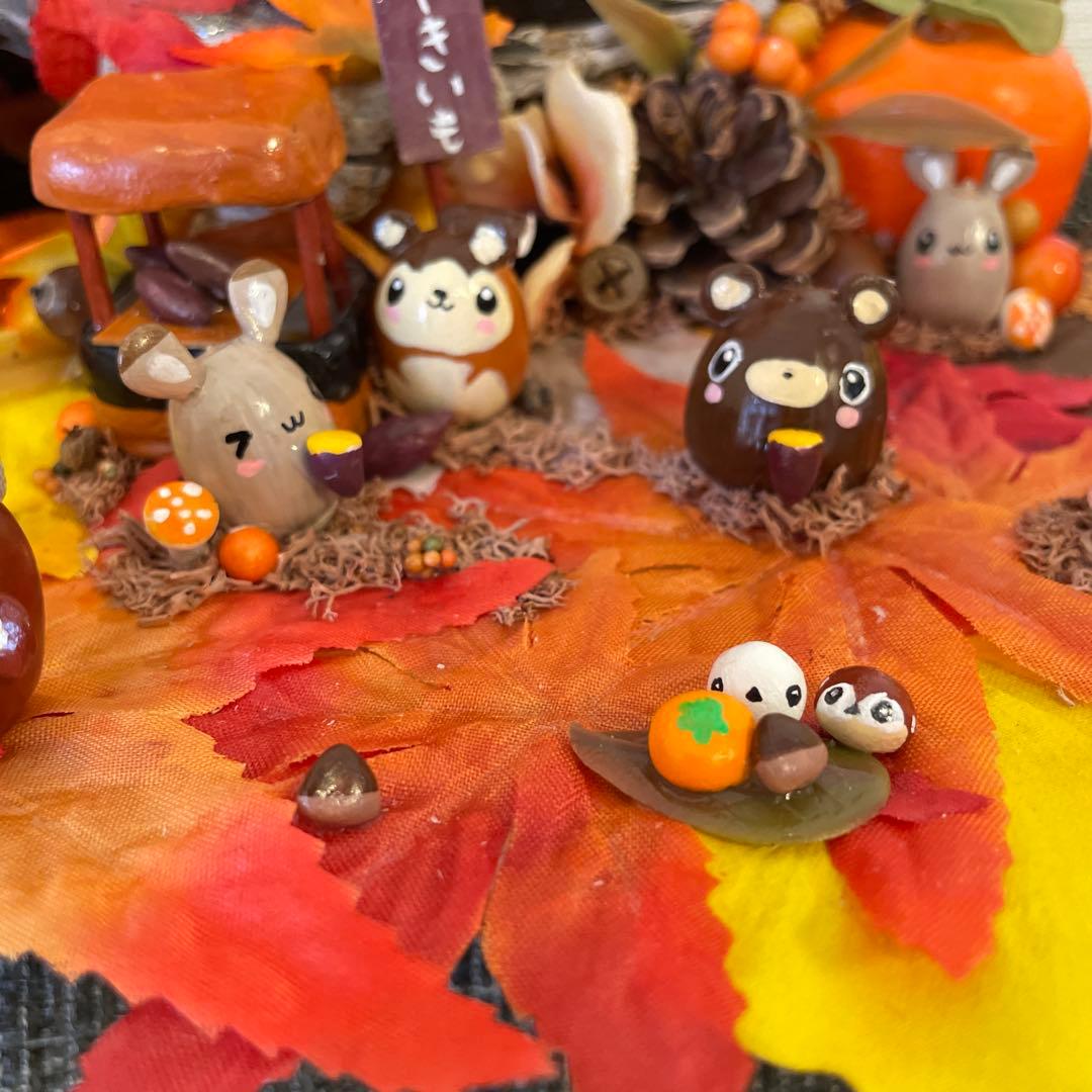 【一点もの】ぽんちゃん☆秋の紅葉の飾り