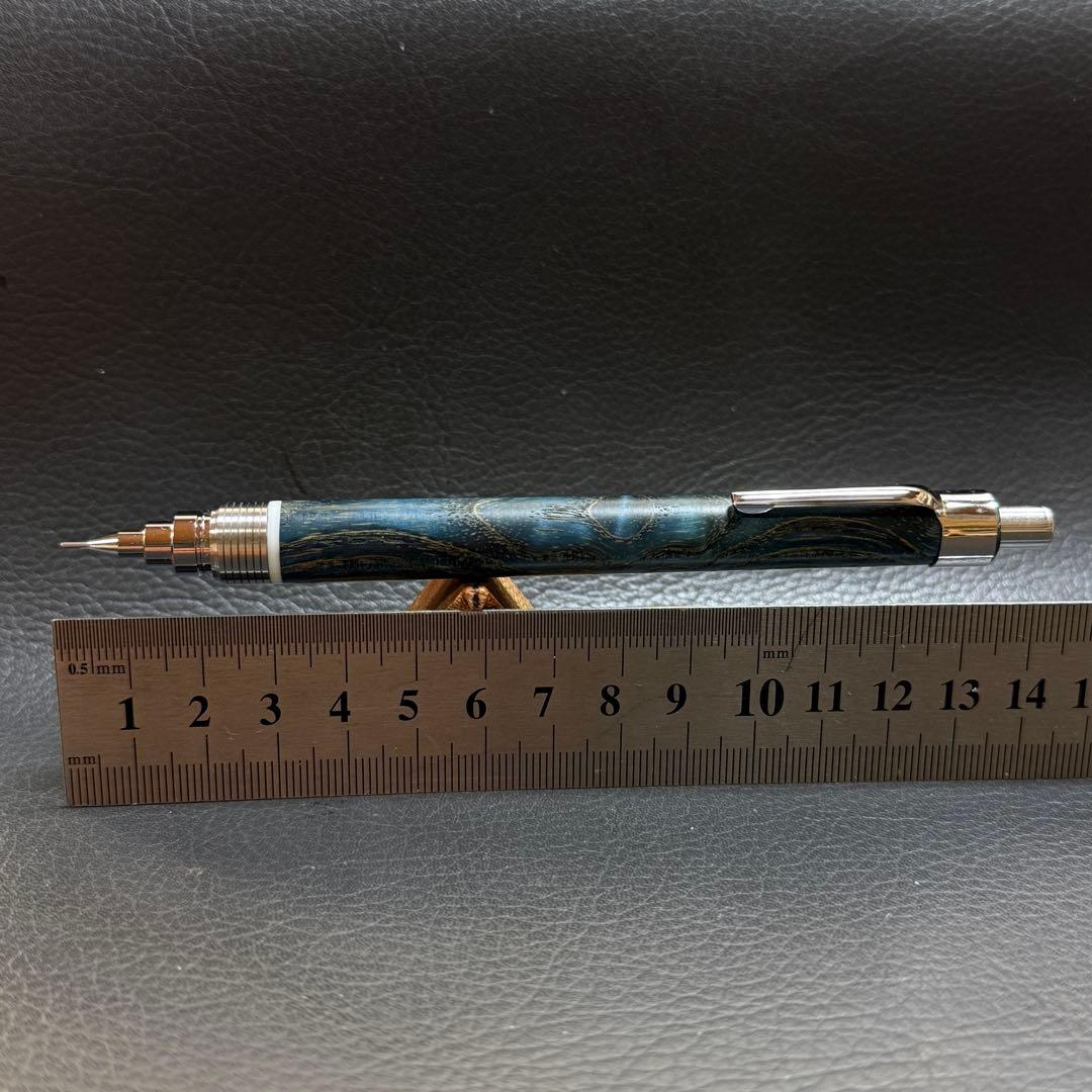 225タモ波杢スタビ　木製シャーペン　超低重心溝付き　ステンレス　人工大理石