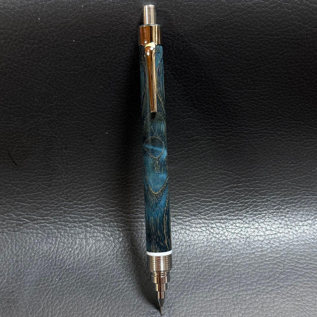 225タモ波杢スタビ　木製シャーペン　超低重心溝付き　ステンレス　人工大理石