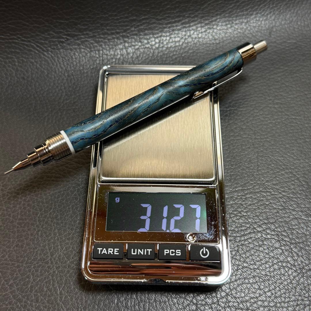 225タモ波杢スタビ　木製シャーペン　超低重心溝付き　ステンレス　人工大理石