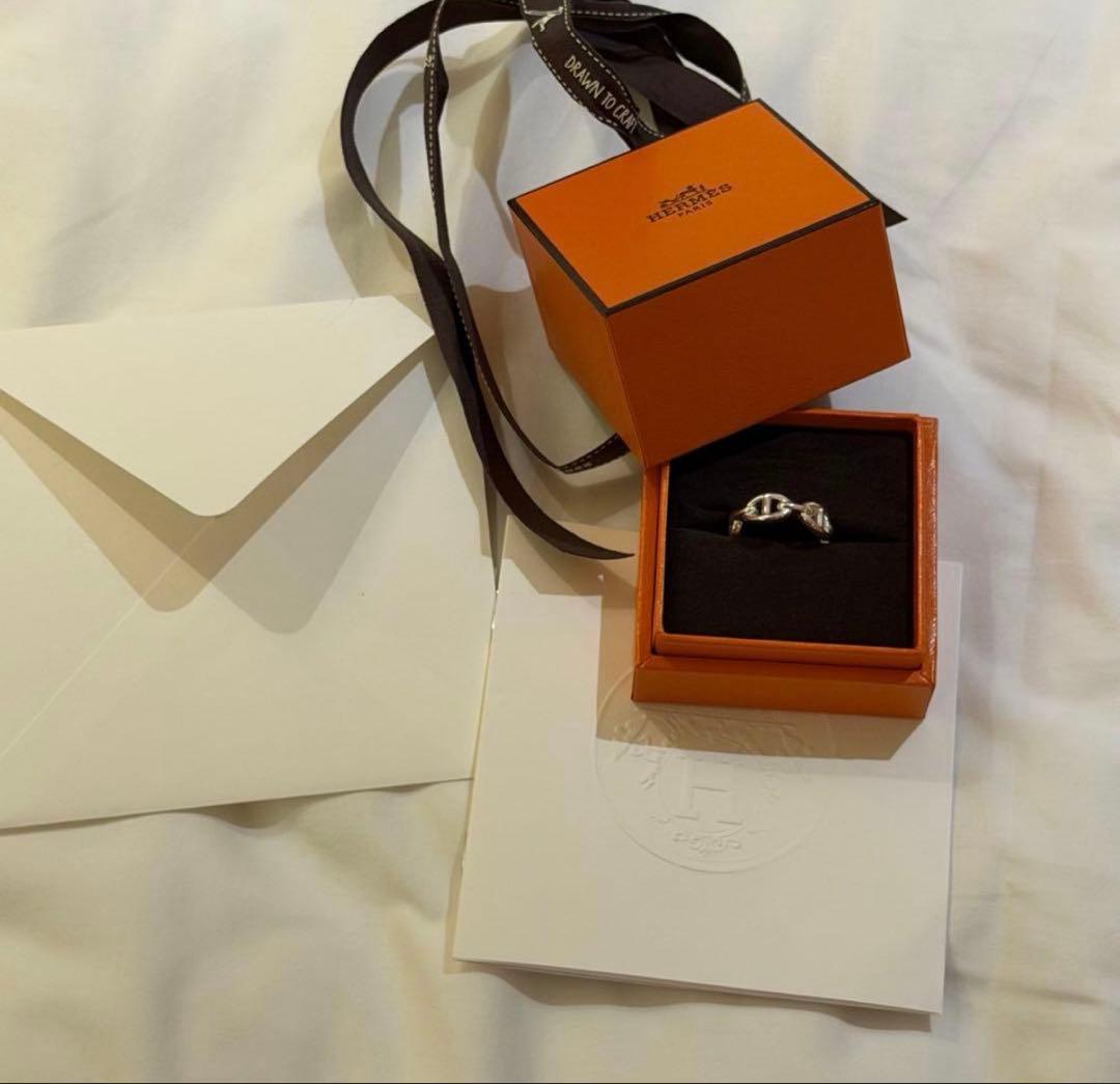 即日発送　HERMES シルバーリング サイズ58 アンシェネ　シェーヌダンクル