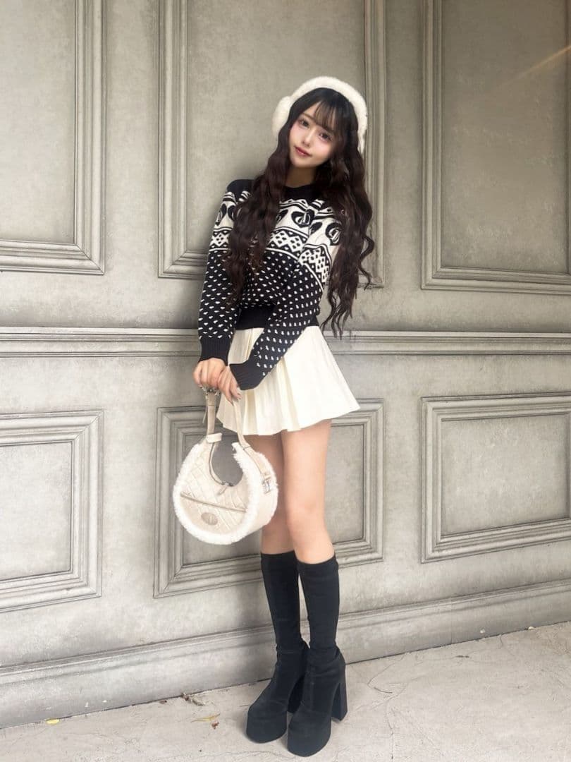 Darich ダーリッチ アーガイル ニットトップス ブラック