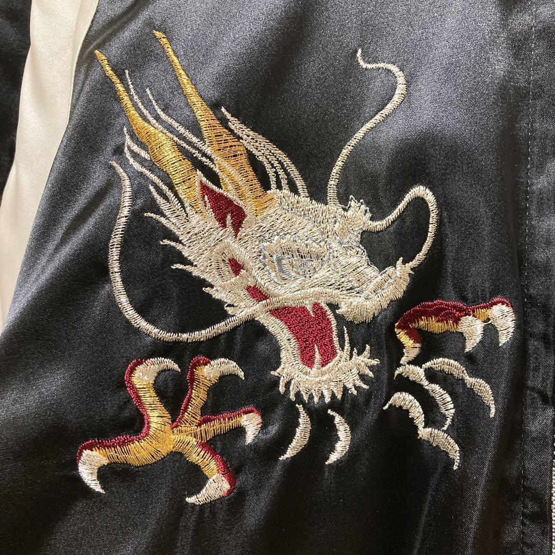 【希少】Hoshihime スカジャン　刺繍　鷹　龍　ビック刺繍　ブラック