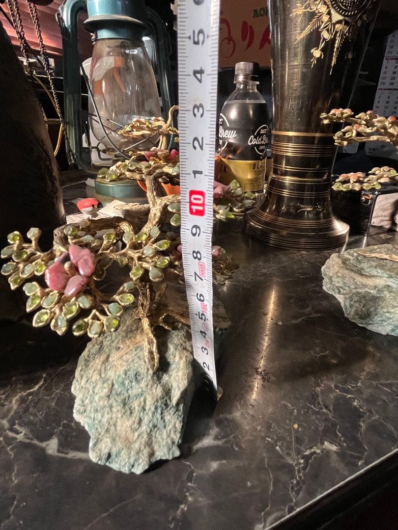 メル82601 盆栽宝石、石付き金盆栽宝石、真鍮盆栽、風水盆栽、宝石盆栽、