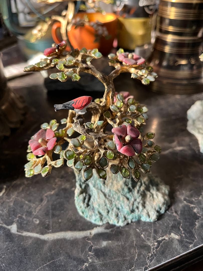 メル82601 盆栽宝石、石付き金盆栽宝石、真鍮盆栽、風水盆栽、宝石盆栽、