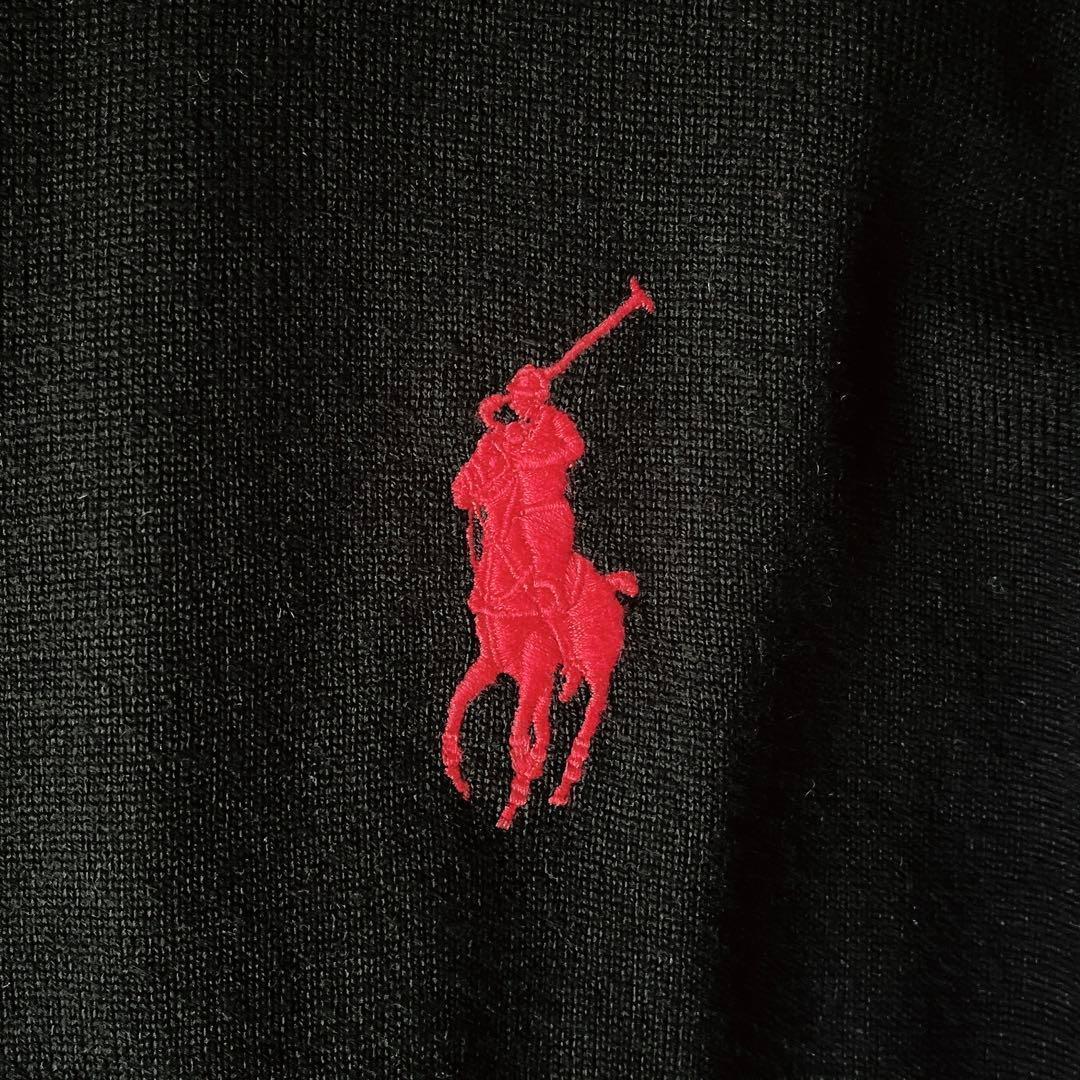 【美品】ポロゴルフ ラルフローレン ドライバーズニット ジップアップ ウール黒