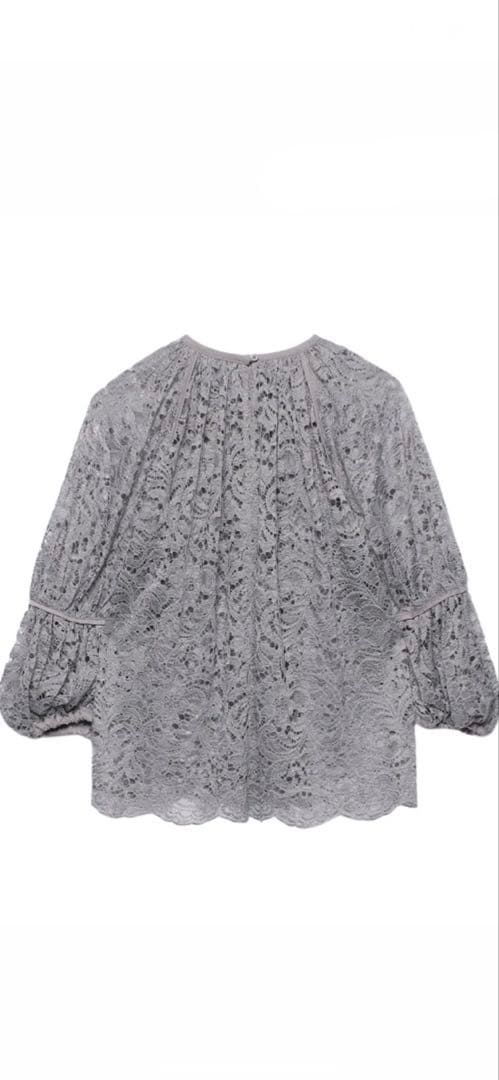 anuansパイピングラグランレースブラウス （BLUE GREY）