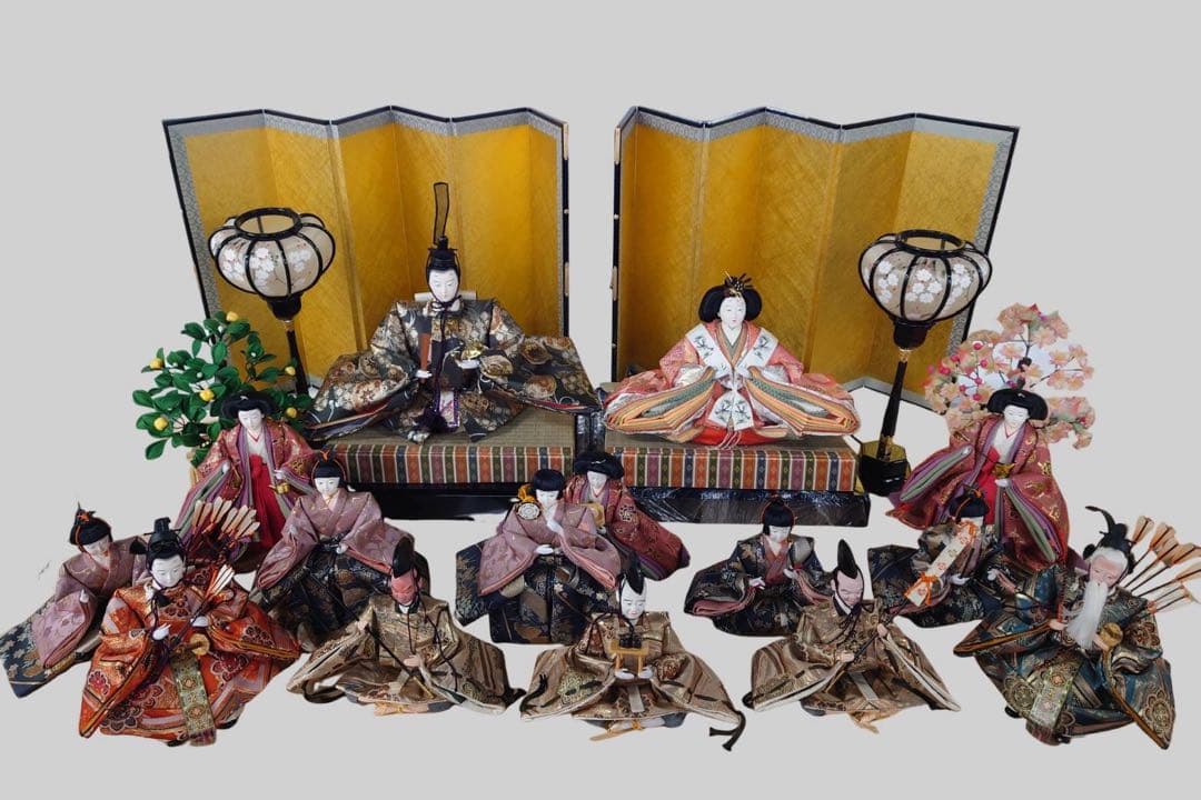 引き取り限定 雛人形 全15体 お道具 ひな祭り 女の子 お祝い ディスプレイ