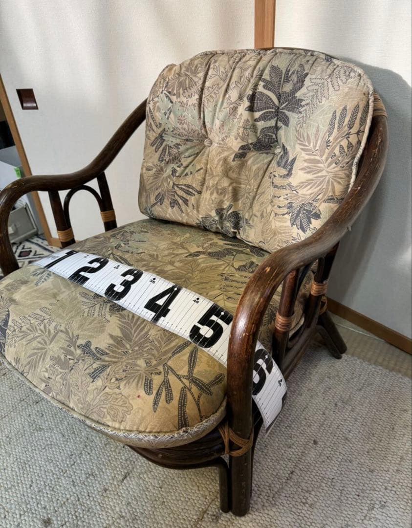 椅子 アームチェア 花柄 ラタンチェア　レトロ