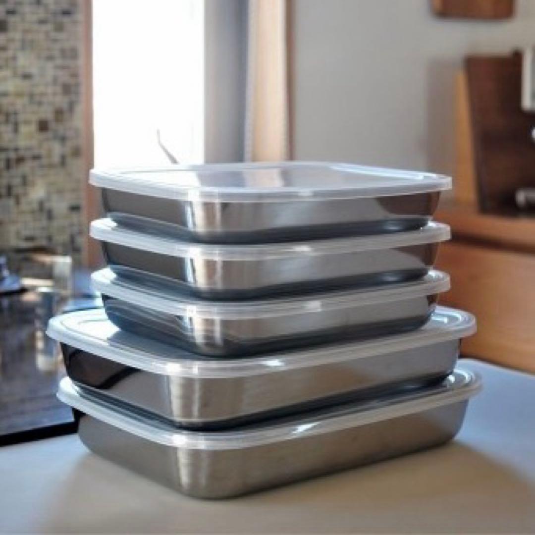 新品未使用 燕三条 蓋付きステンレスバット 5個セット