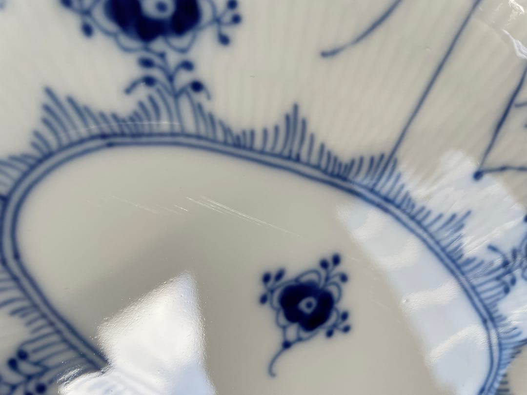 ロイヤルコペンハーゲンブルーフルーテッドハーフレースオーバルプレート　5 枚