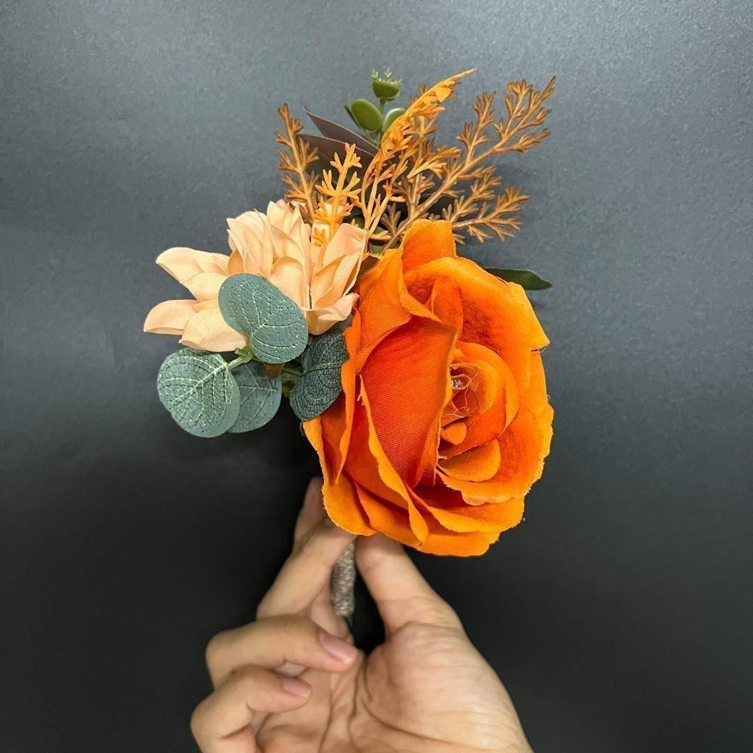 春婚・前撮りに♪2点セット ウェディングブーケ オレンジ×ホワイト 上品華やか☆